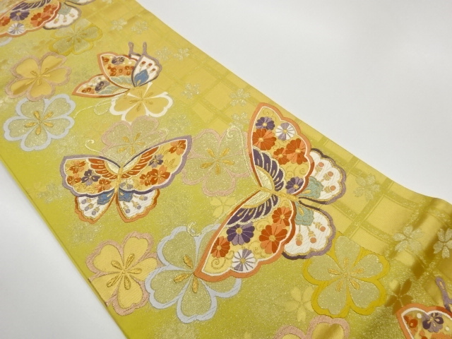 JAPANESE FUKURO OBI / WOVEN SAKURA & BUTTERFLY
